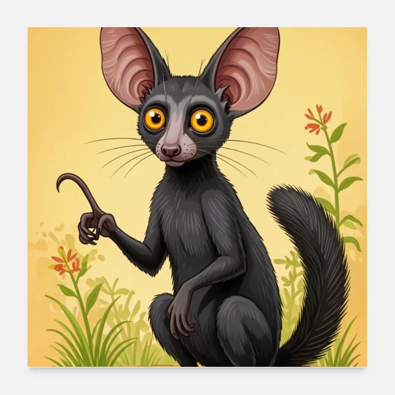 Aye-Aye Nachttrickster von Madagaskar, breit e Poster 60x60 cm