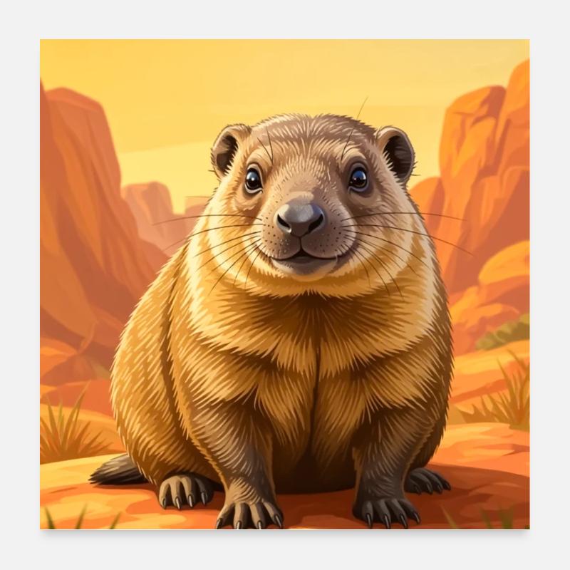Realistic cute comic skirt Hyrax Poster 24" x 24" (60x60 cm)