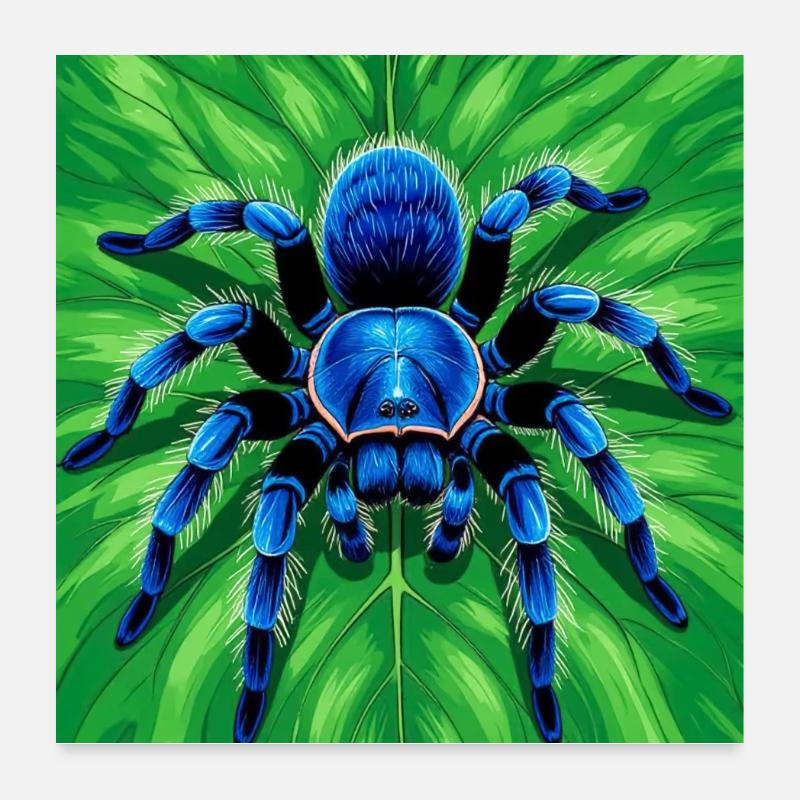 Tarentule saphir gluante Araignée bleue brillante Poster 60 x 60 cm