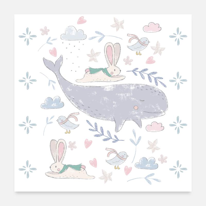Whale and rabbits Poster 24" x 24" (60x60 cm)