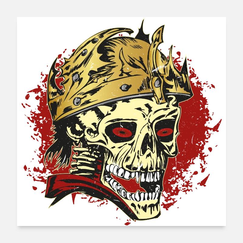 Crâne de Rockabilly avec casque Poster 60 x 60 cm