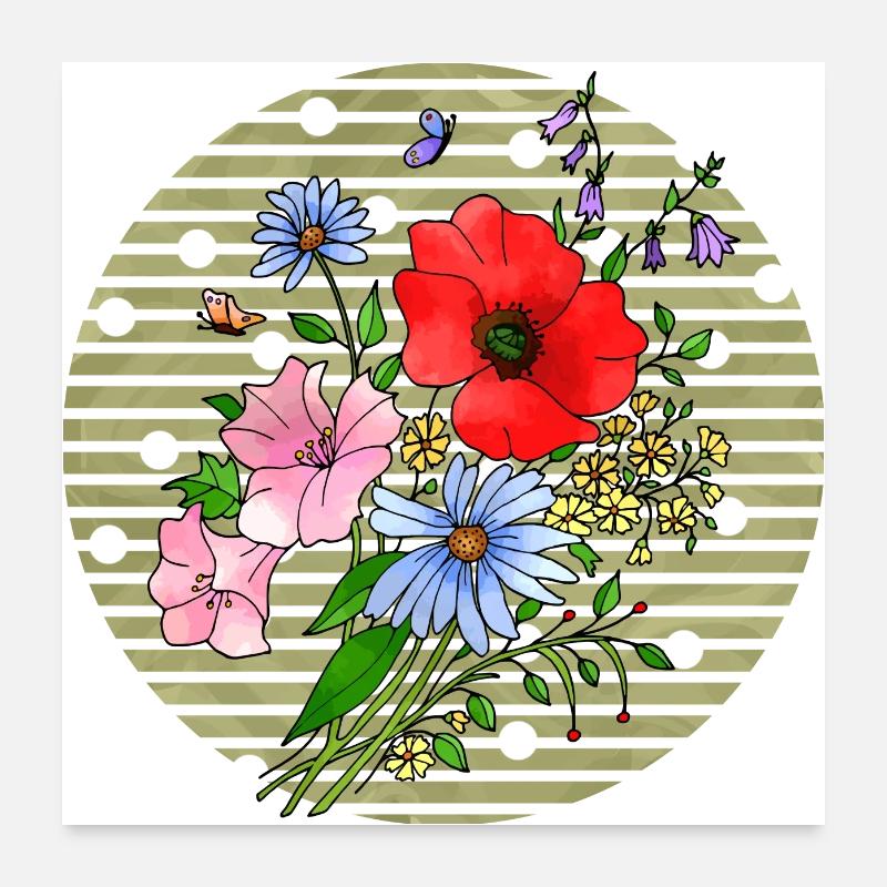 Fleurs colorées Poster 60 x 60 cm
