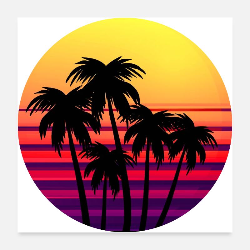 Retro Sunset Palm trees in the sunset Poster 24" x 24" (60x60 cm)