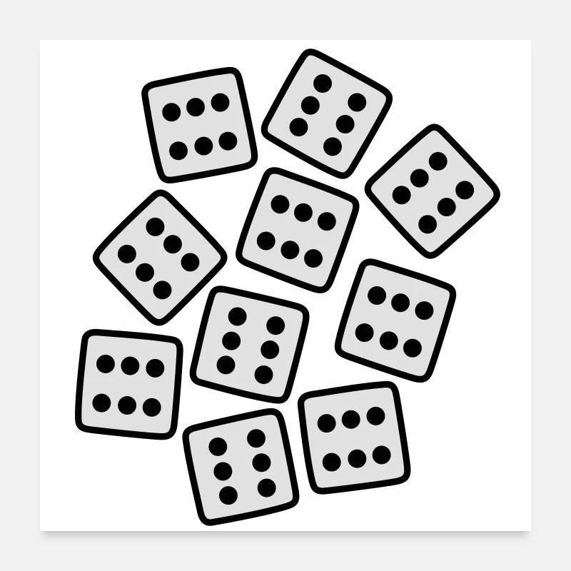 Dice - 60 ans d'anniversaire - Poster 60 x 60 cm - blanc