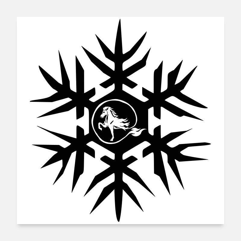 Cheval islandais dans le cristal de glace Winterisi Poster 60 x 60 cm