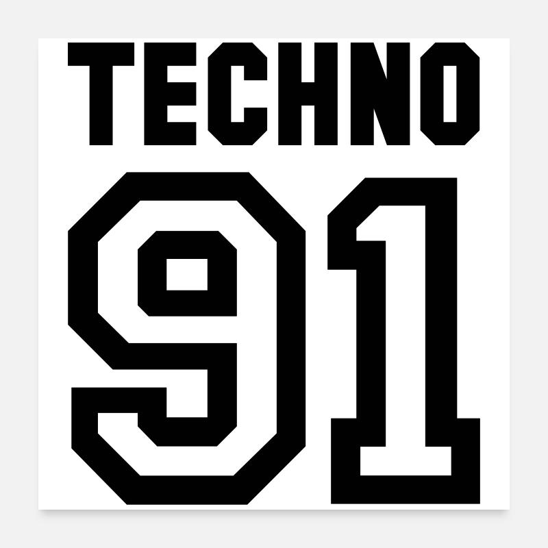 TECHNO Rave Techno 90s 90er Poster 60x60 cm
