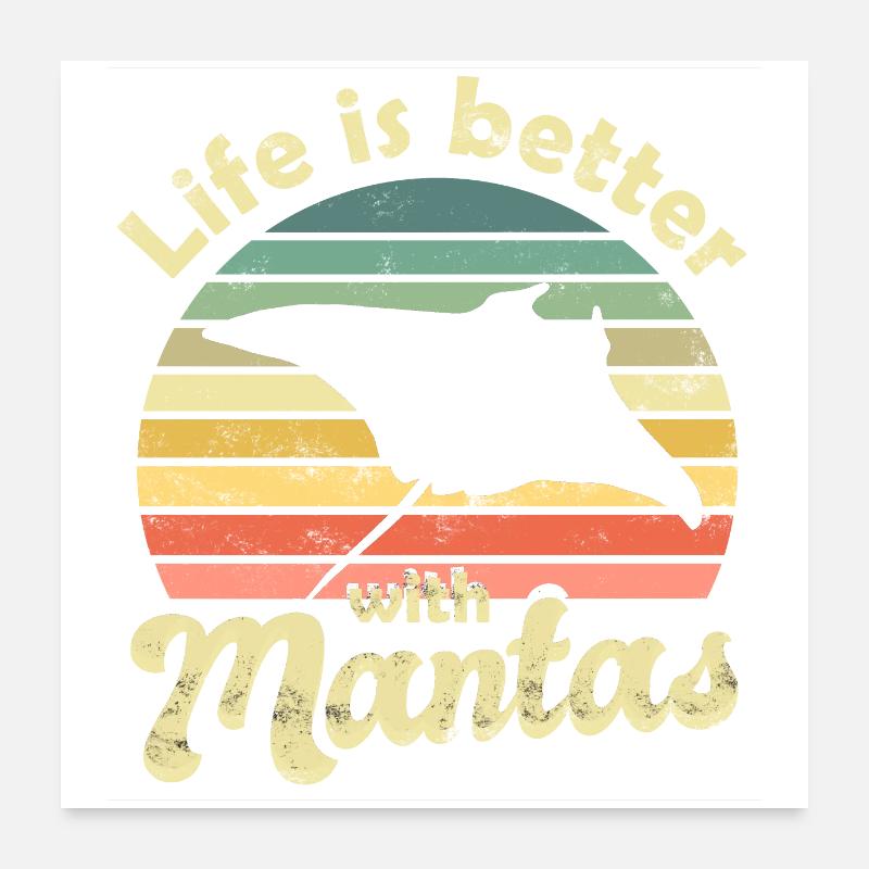 Raies Manta Manta Poster 60 x 60 cm