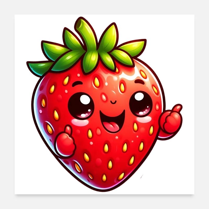 Fraise Fraises - Poster 60 x 60 cm - blanc