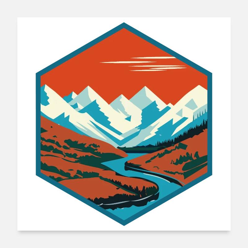 Sunset in the mountains Poster 24" x 24" (60x60 cm)