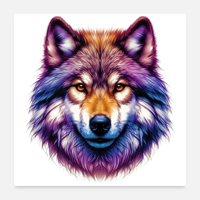 Wolf - Poster 60x60 cm - Weiß