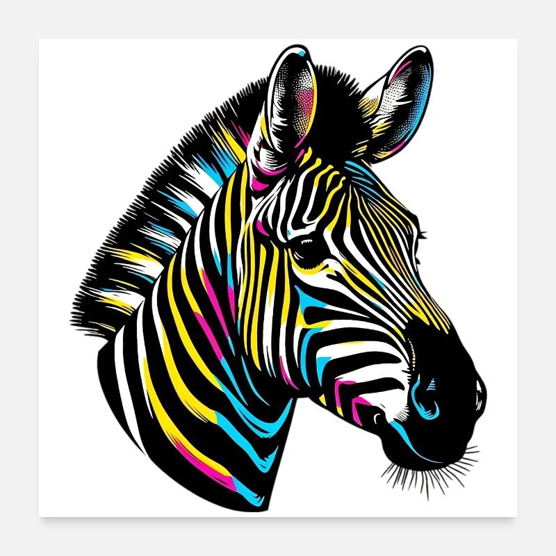 Zebra - Poster 60x60 cm - Weiß