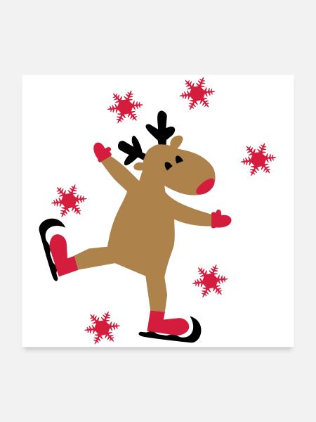 Drôle d’orignal pour Noël - Poster 60 x 60 cm - blanc - Devant