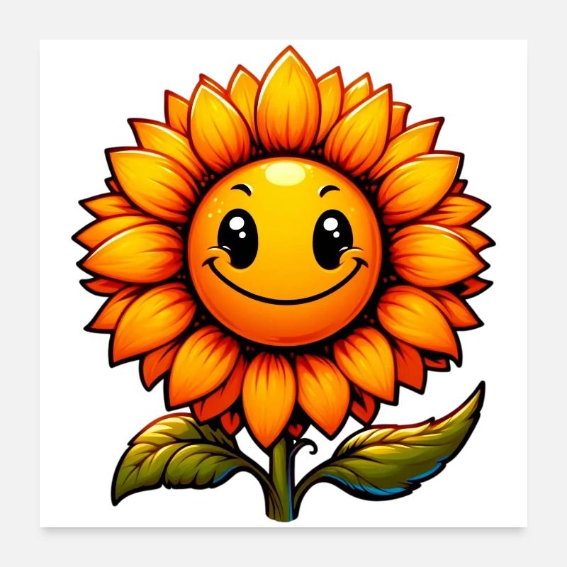 Sonnenblume - Poster 60x60 cm - Weiß