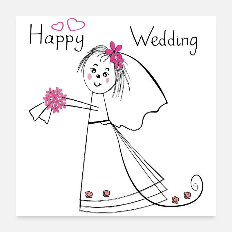 Joyeux mariage Hochzeit - Poster 60 x 60 cm - blanc