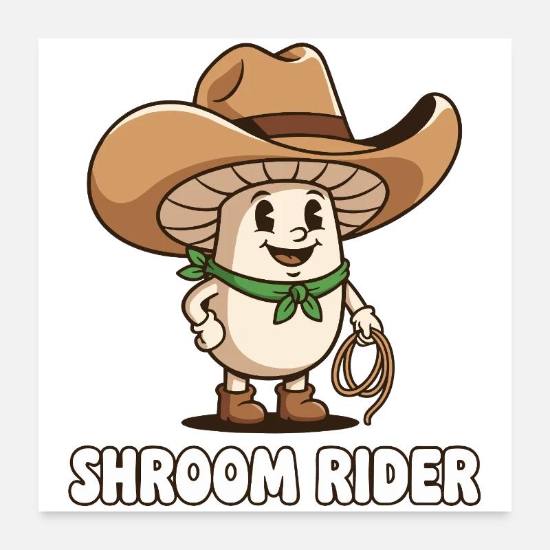 Champignon Cowboy Cavalier de Champignons Poster 60 x 60 cm