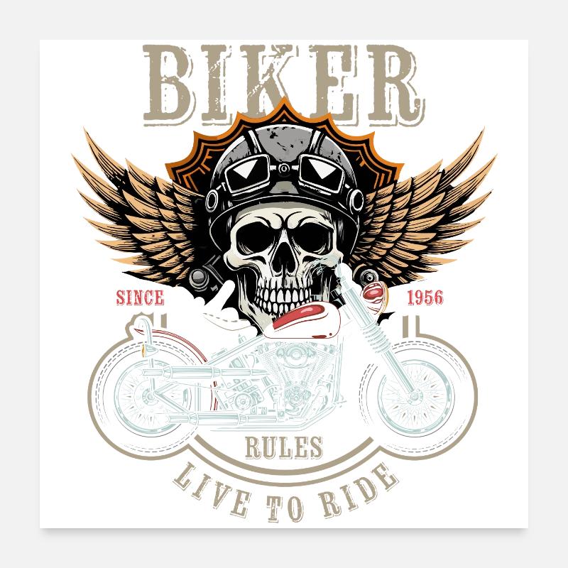 Biker Rules - Since 1956 - Live to Ride Poster 24" x 24" (60x60 cm)