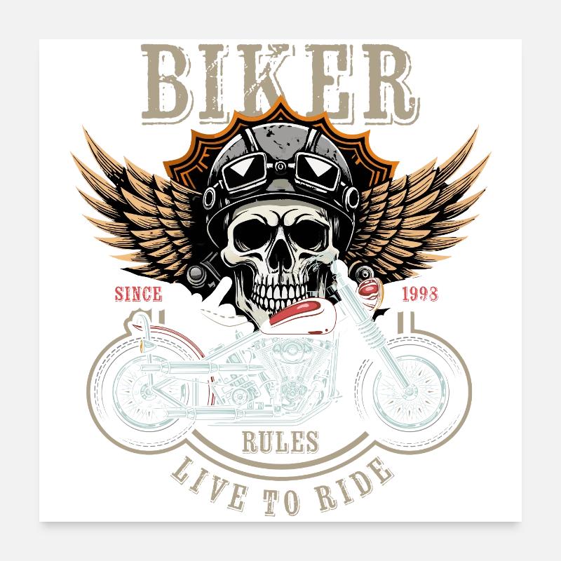 Biker Rules - Since 1998 - Live to Ride Poster 60x60 cm