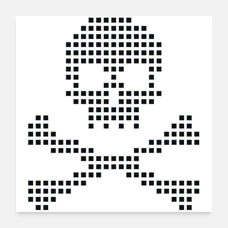 Pixel Skull Crossbones Poster 60x60 cm