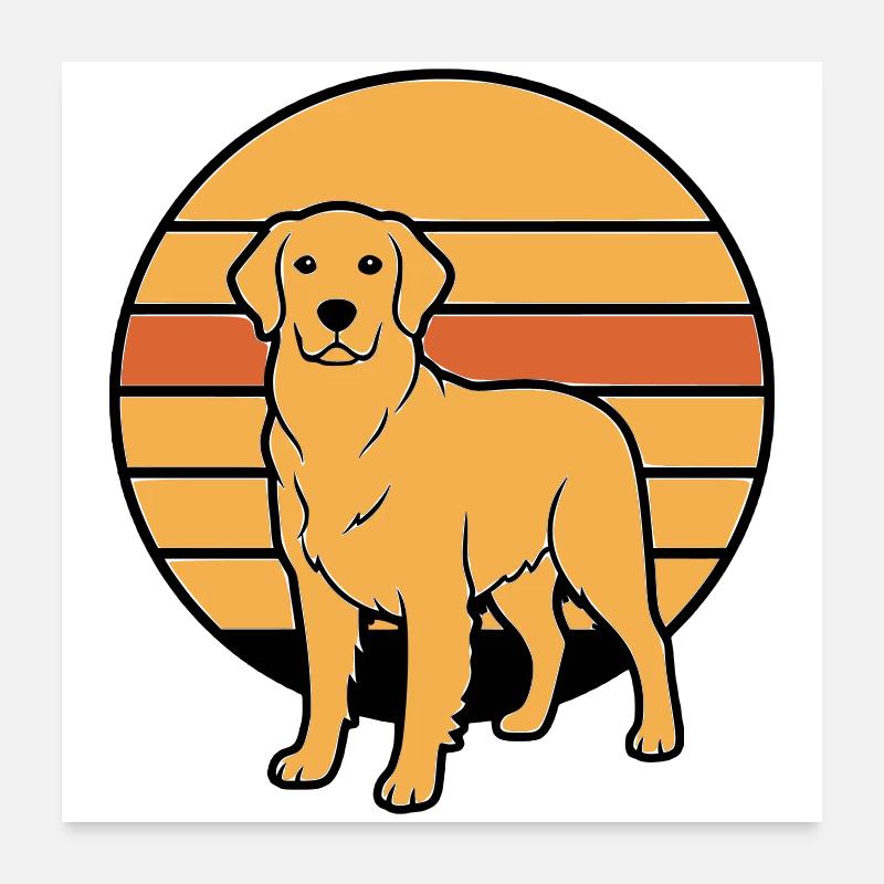 Coucher de soleil rétro Dog Retriever Poster 60 x 60 cm