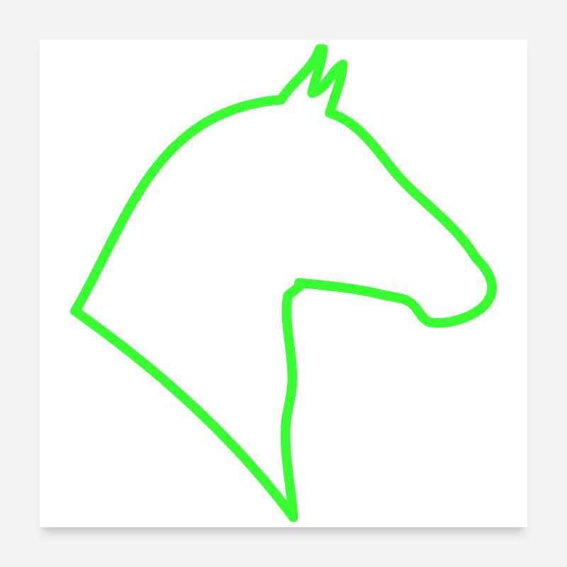 Contour du cheval en vert Poster 60 x 60 cm