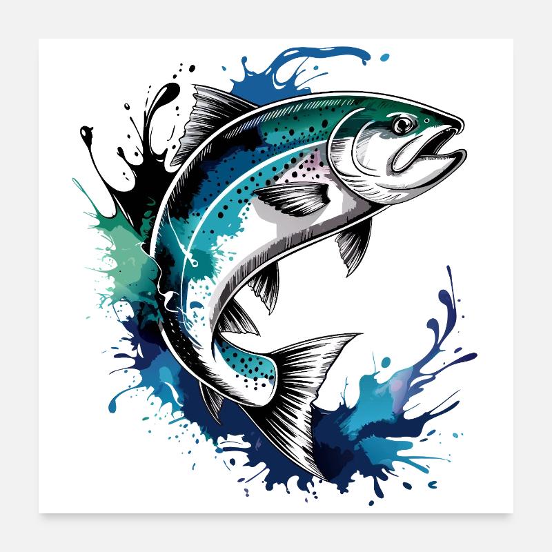 Lachs Sprung Poster 60x60 cm