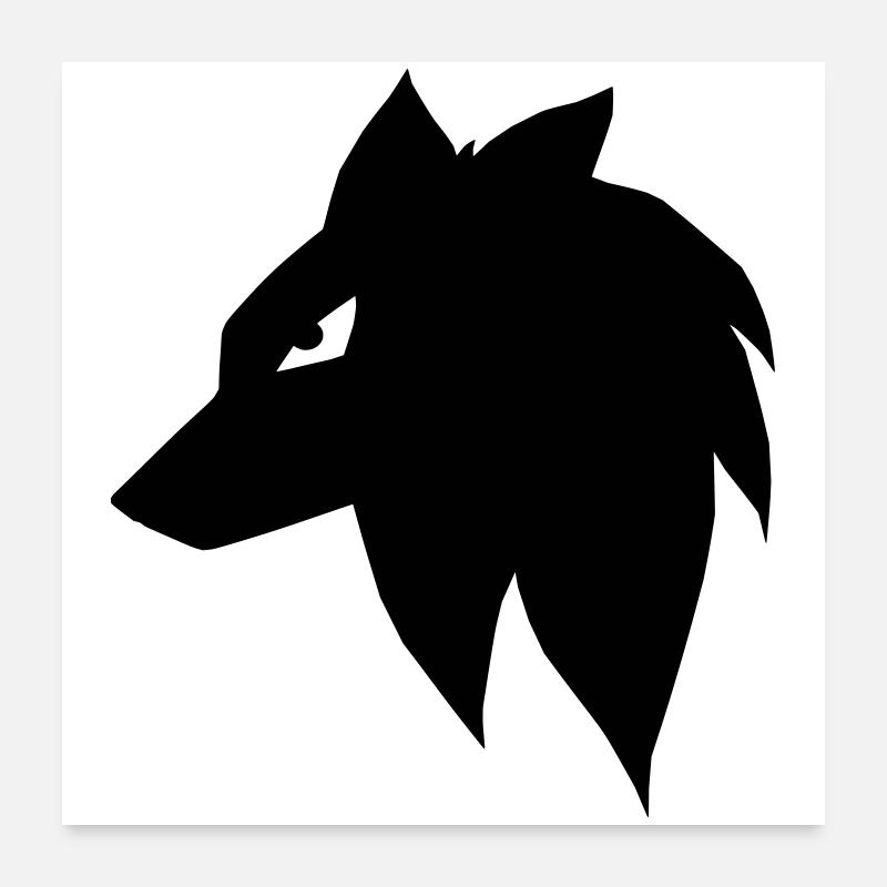Loup Manga - Poster 60 x 60 cm - blanc