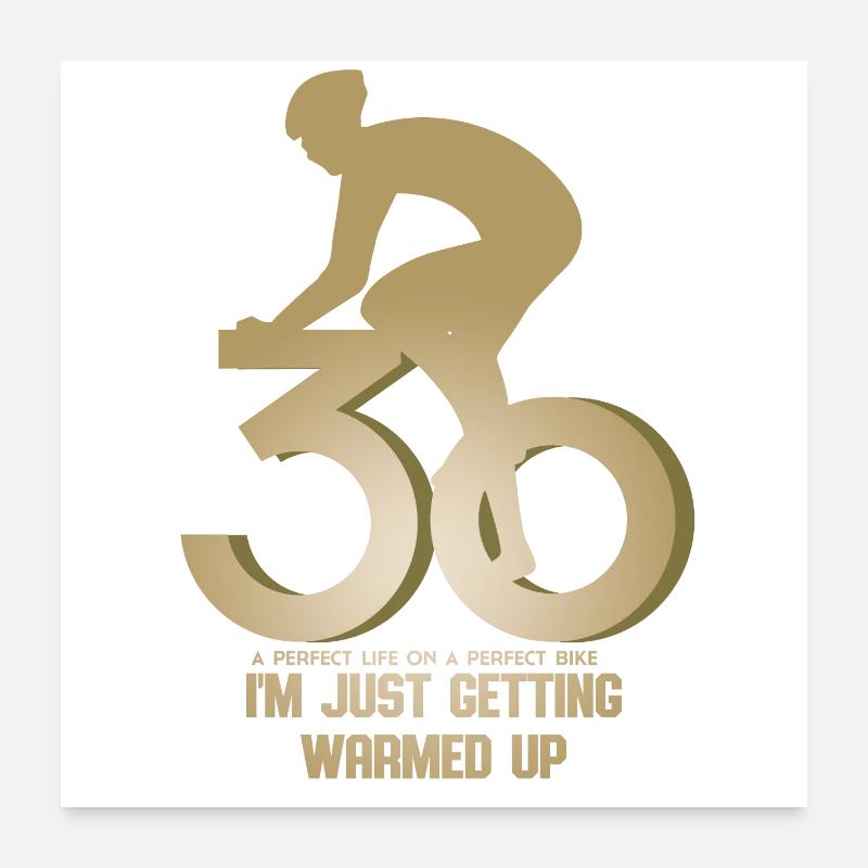 Radfahrer 30 Geburtstag - Poster 60x60 cm - Weiß