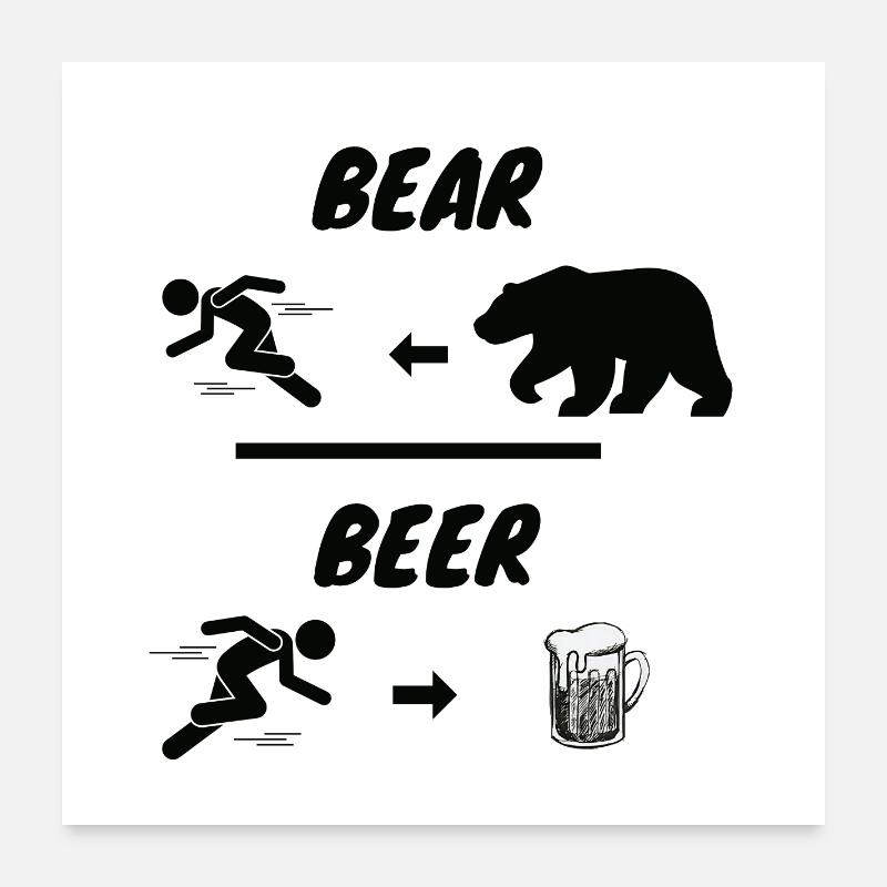 Course face à l’ours puis bière Poster 60 x 60 cm