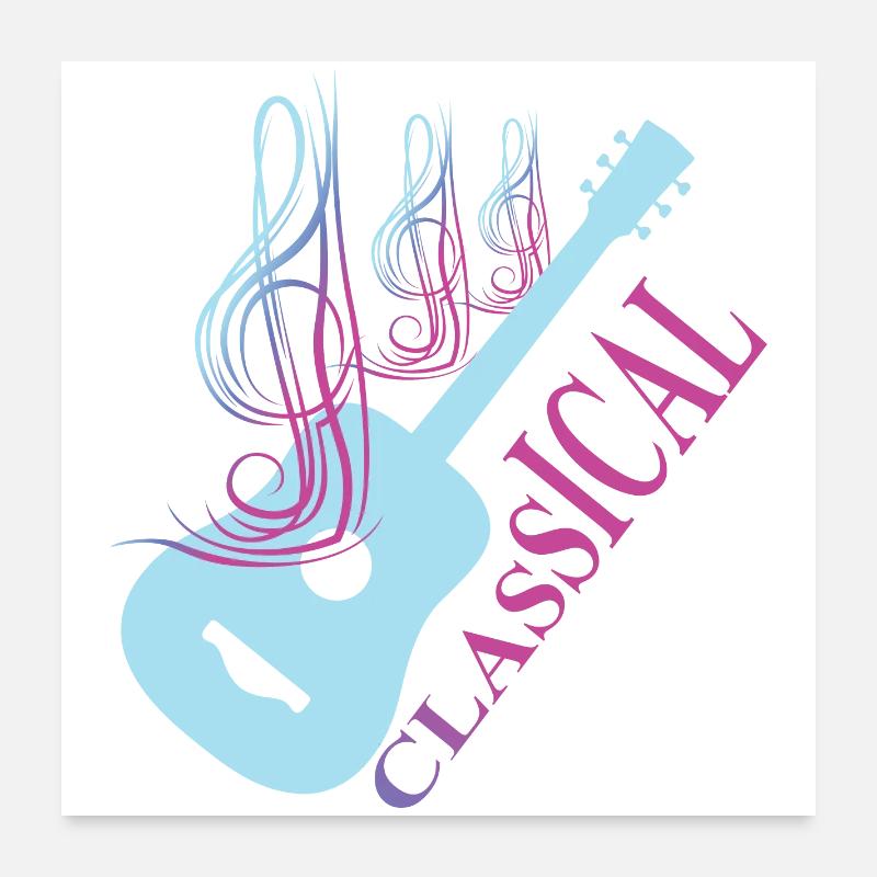 Classical Guitar Music Poster 24" x 24" (60x60 cm)