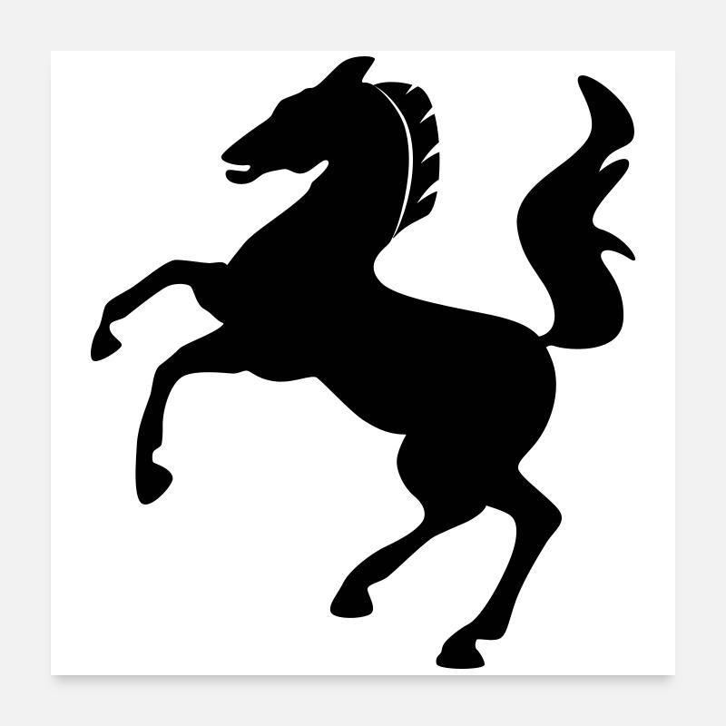Horse Symbol Dynamically Jumping Poster 24" x 24" (60x60 cm)