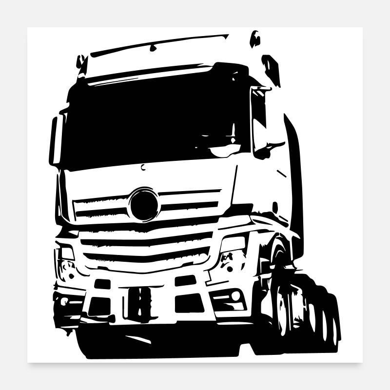 Silhouette de camion allemand - Poster 60 x 60 cm - blanc