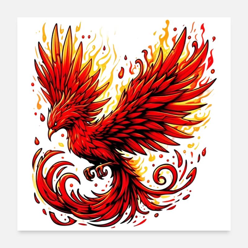 Roter Phönix Poster 60x60 cm