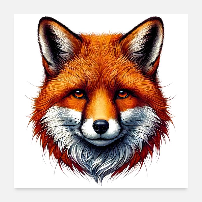Fuchs - Poster 60x60 cm - Weiß