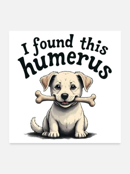 Ich habe diesen Humerus gefunden - Poster 60x60 cm - Weiß - Vorne