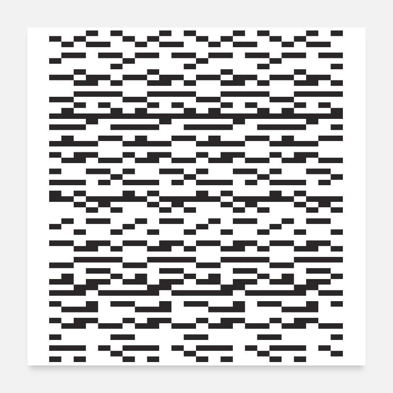 Noir Stripe pixelled Glitch Grid Poster 24" x 24" (60x60 cm)