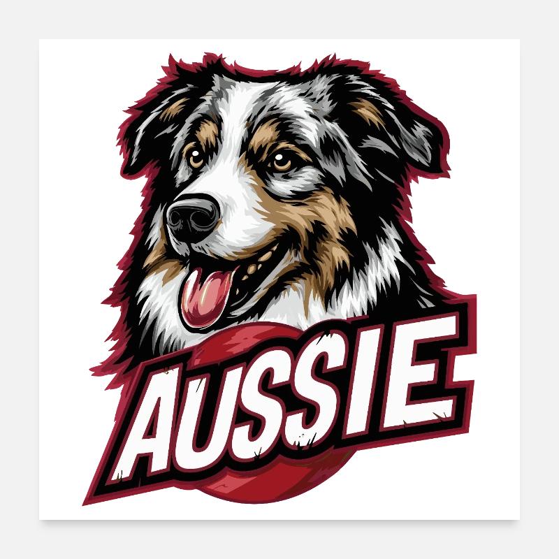 Aussie Hund Design – Australian Shepherd Fan Poster 60x60 cm