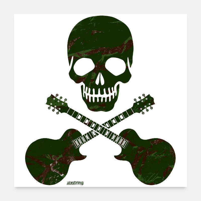 Skull & crossed Guitars Poster 24" x 24" (60x60 cm)