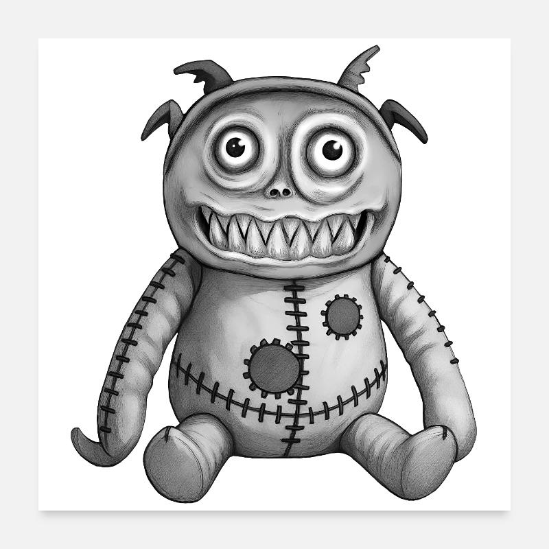MONSTER DOLL #7 [Black & White] Poster 24" x 24" (60x60 cm)