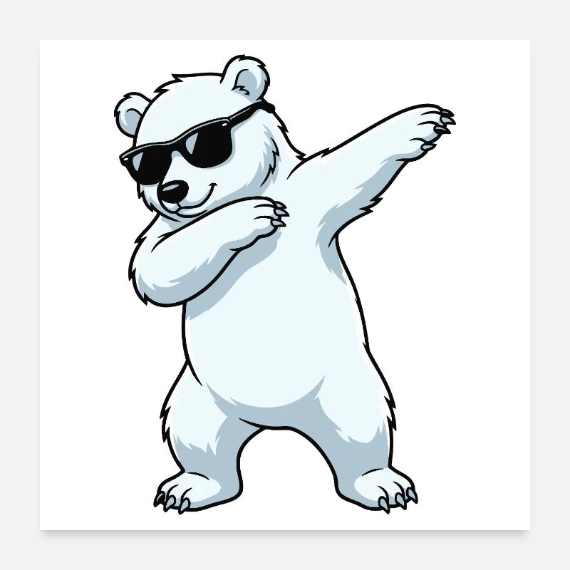 Dessin animé Dab Polar Bear Poster 60 x 60 cm