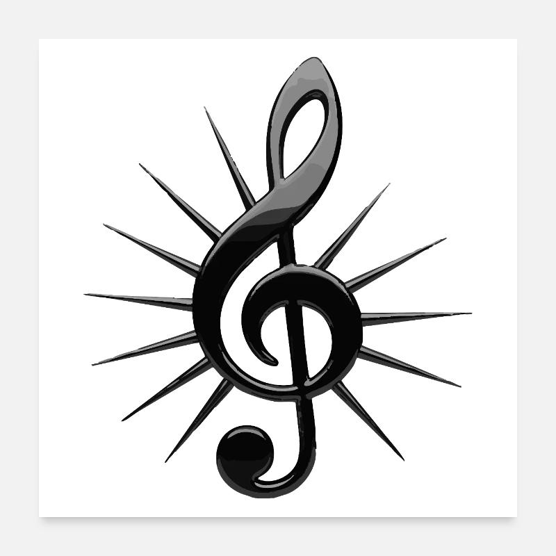 Notes noires avec des rayons Poster 60 x 60 cm