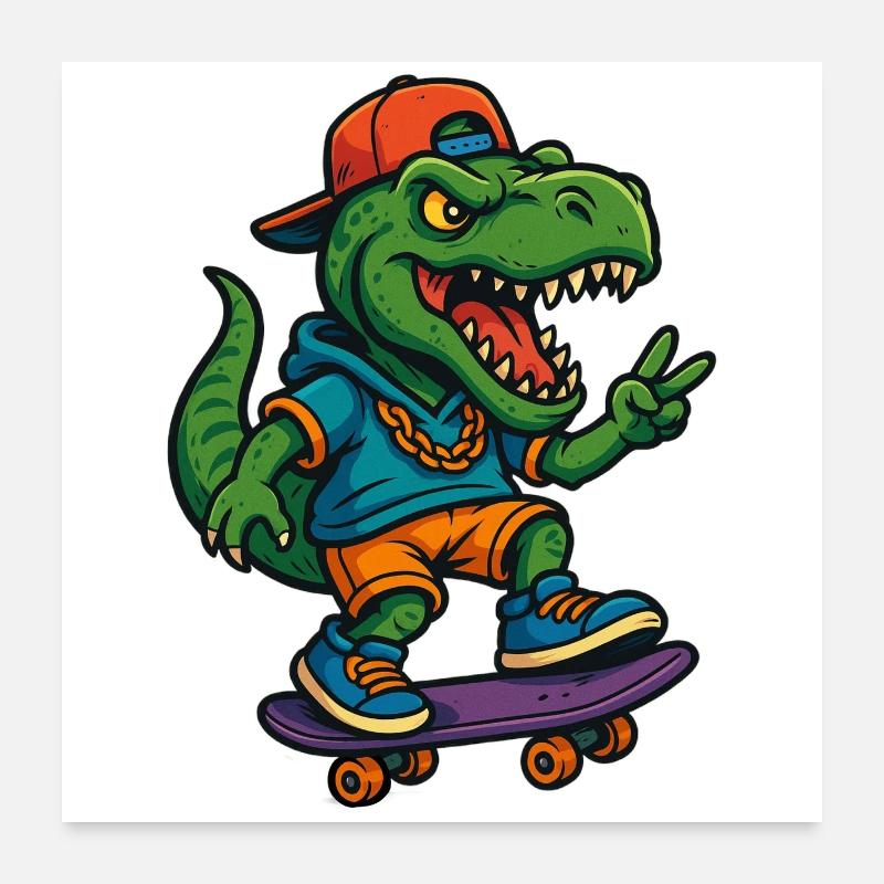 Patineur de rue T-Rex Poster 60 x 60 cm