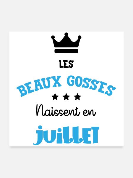 Cadeau naissance bébé garçon Juillet Beaux Gosses - Poster 60 x 60 cm - blanc - Devant