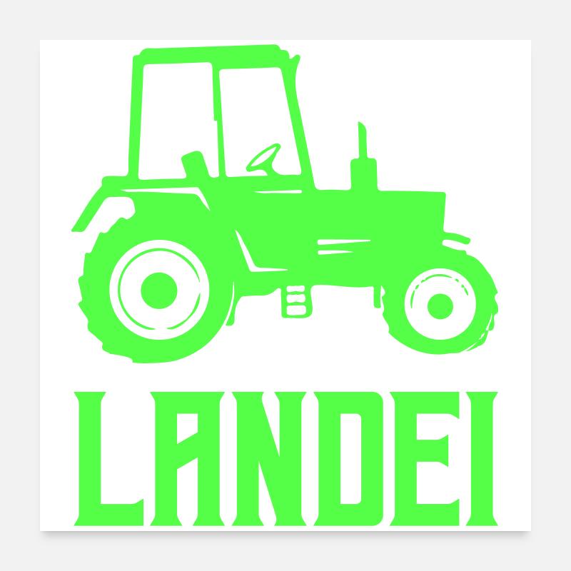 Traktor Silhouette Landei Poster 60x60 cm