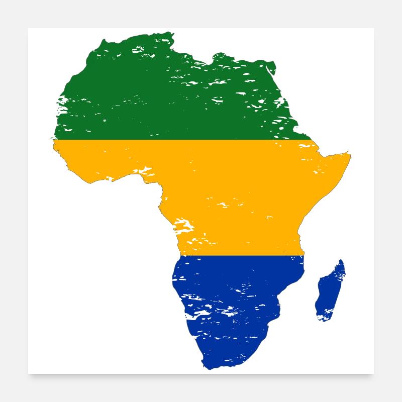 Gabon_Flagge_Afrika_used Poster 60x60 cm