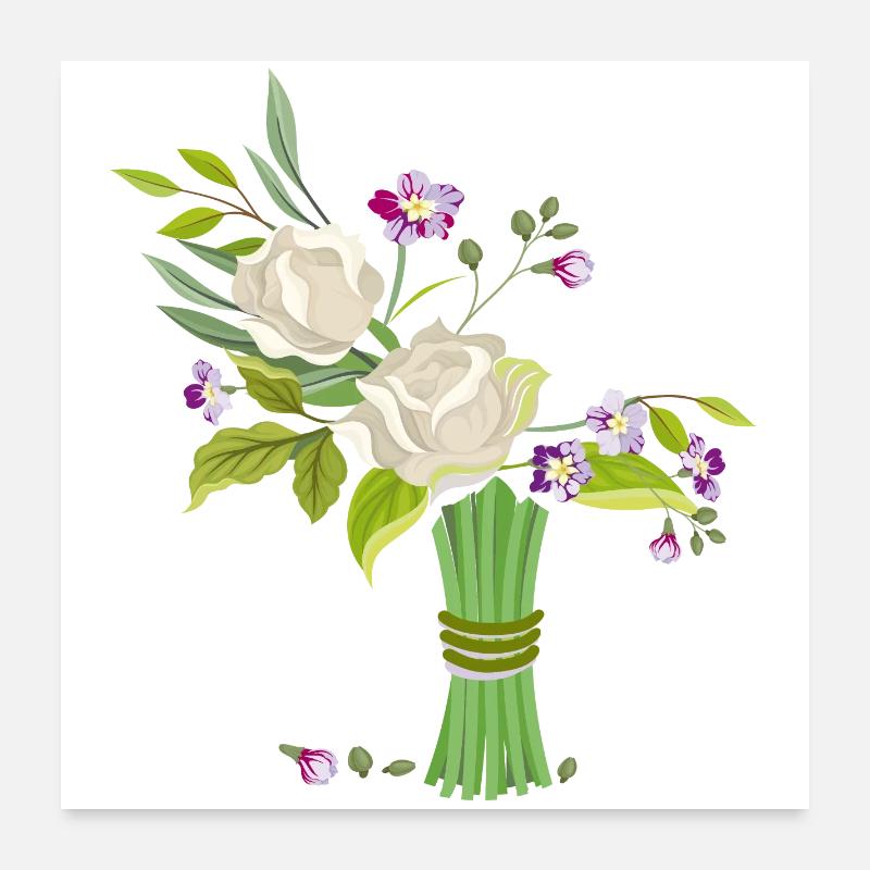 Blumenstrauss - Poster 60x60 cm - Weiß