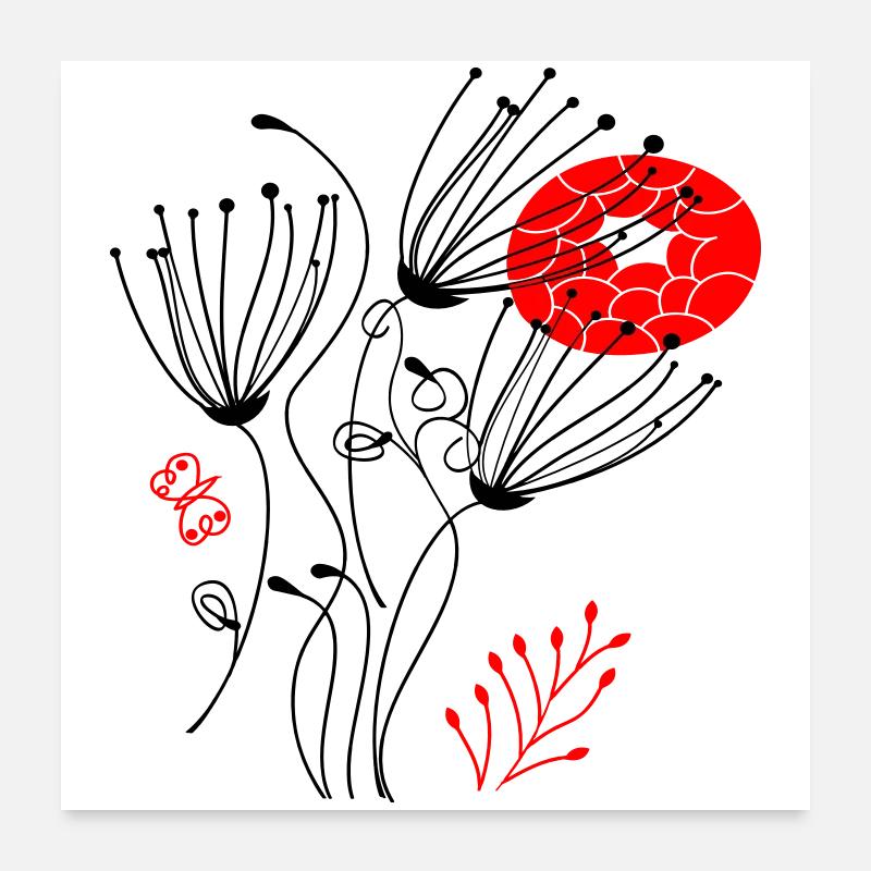fleurs délicates en filigrane, Fleurs Poster 60 x 60 cm