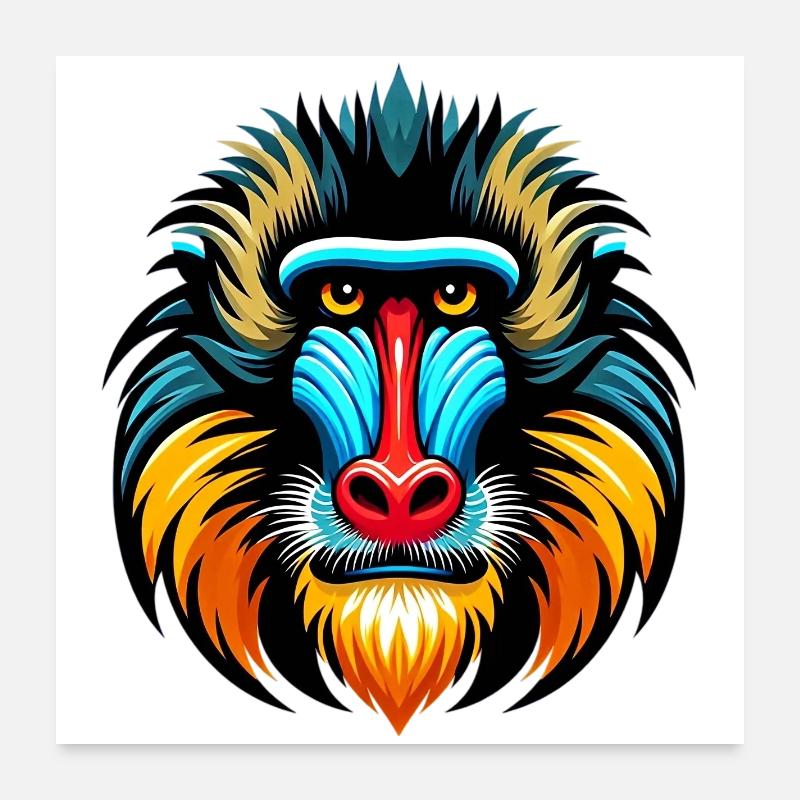 Mandrill-Affe Poster 60x60 cm