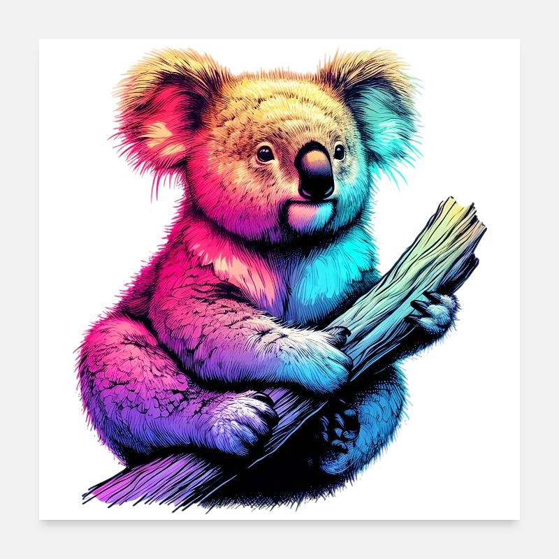 Koala - Poster 60x60 cm - Weiß