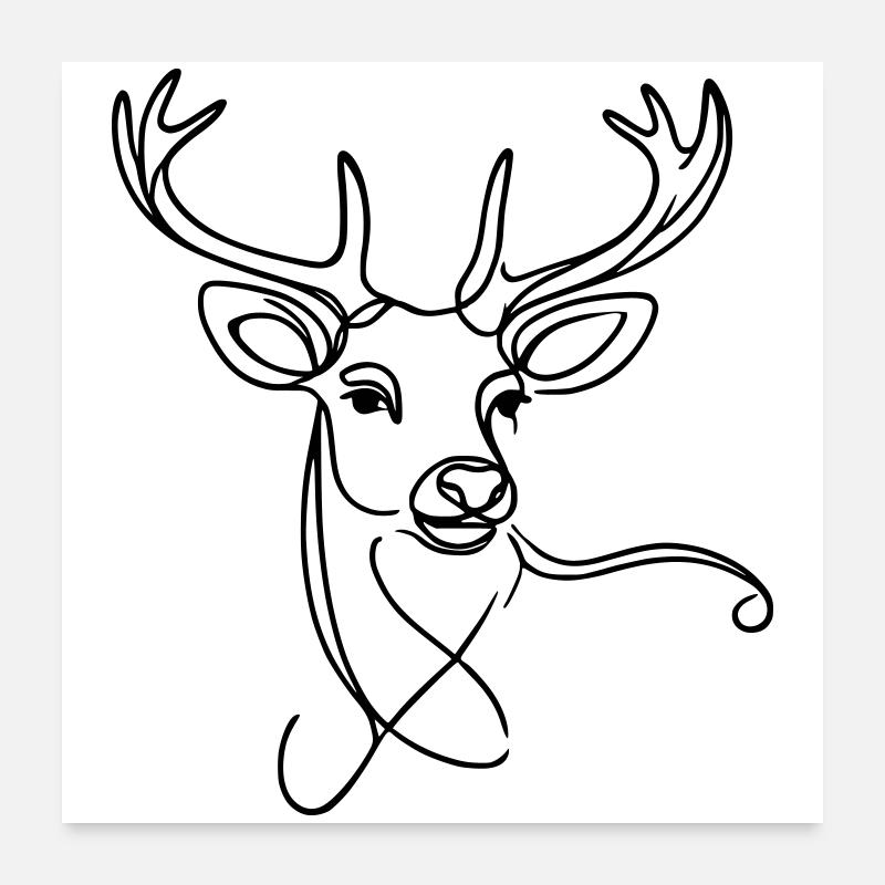 Deer black Poster 24" x 24" (60x60 cm)