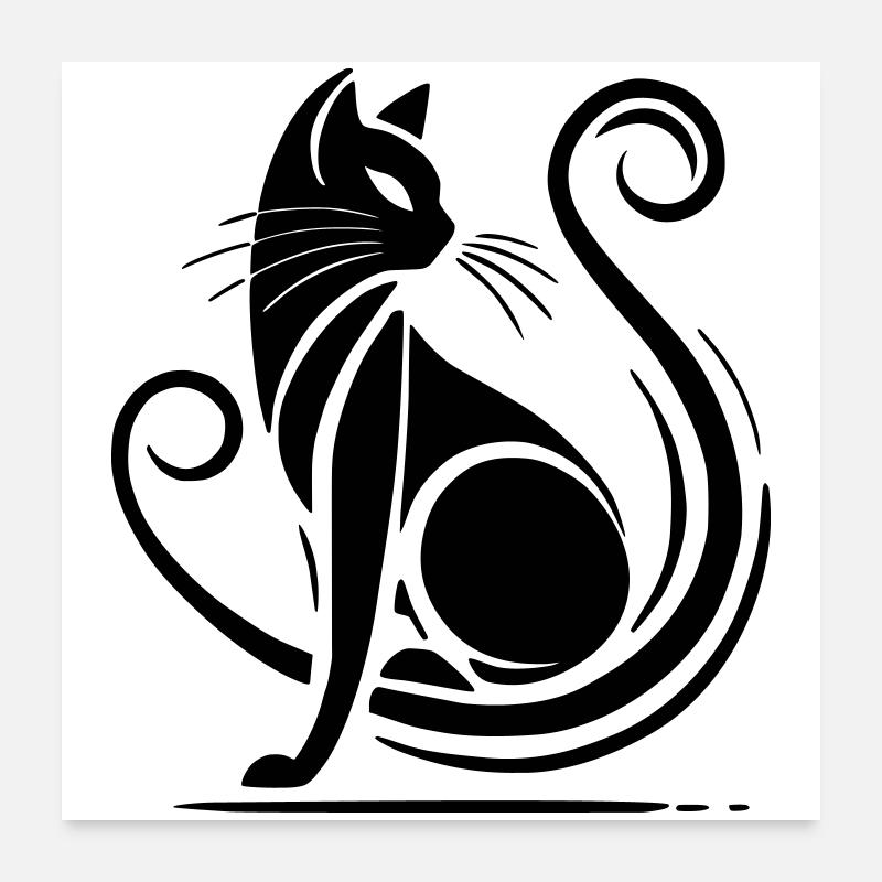 Modern Black Cat Poster 24" x 24" (60x60 cm)